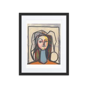 Portait au cou bleu by Pablo Picasso Framed Poster